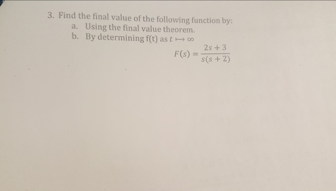 Solved Find the final value of the following function by: | Chegg.com