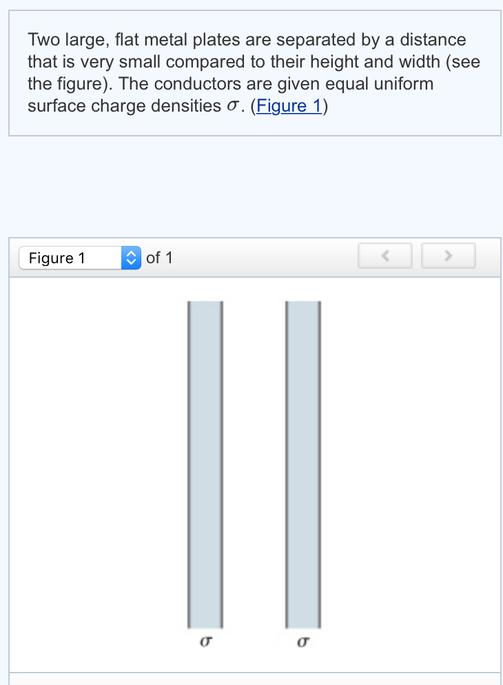 Solved Two large, flat metal plates are separated by a