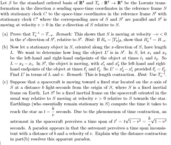 Solved Let beta be the standard ordered basis of R4 and Tv
