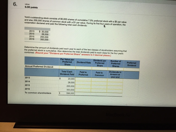 Solved York's outstanding stock consists of 80,000 shares of | Chegg.com