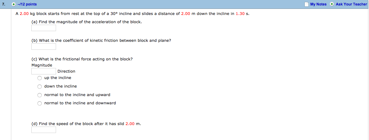 Solved A 2.00 kg block starts from rest at the top of a 30 | Chegg.com
