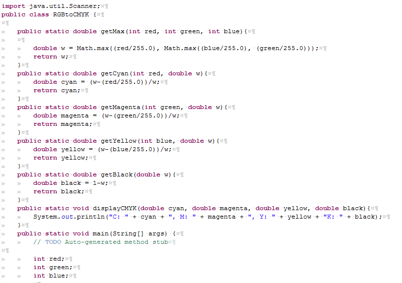 Solved For this problem the goal is to call the displayCMYK | Chegg.com