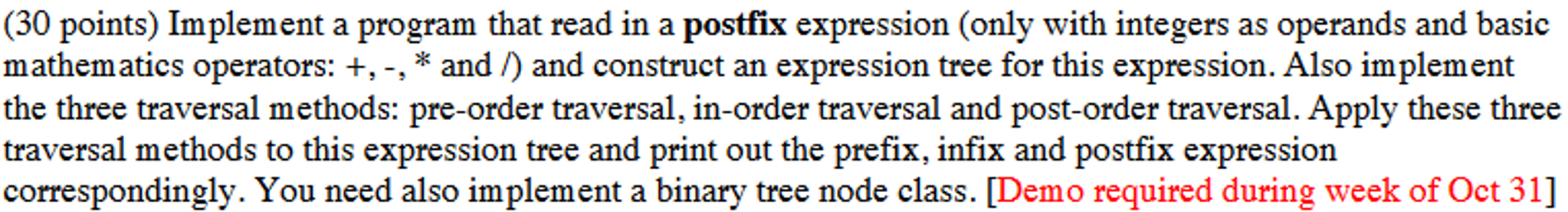 Implement a program that read in a postfix expression | Chegg.com