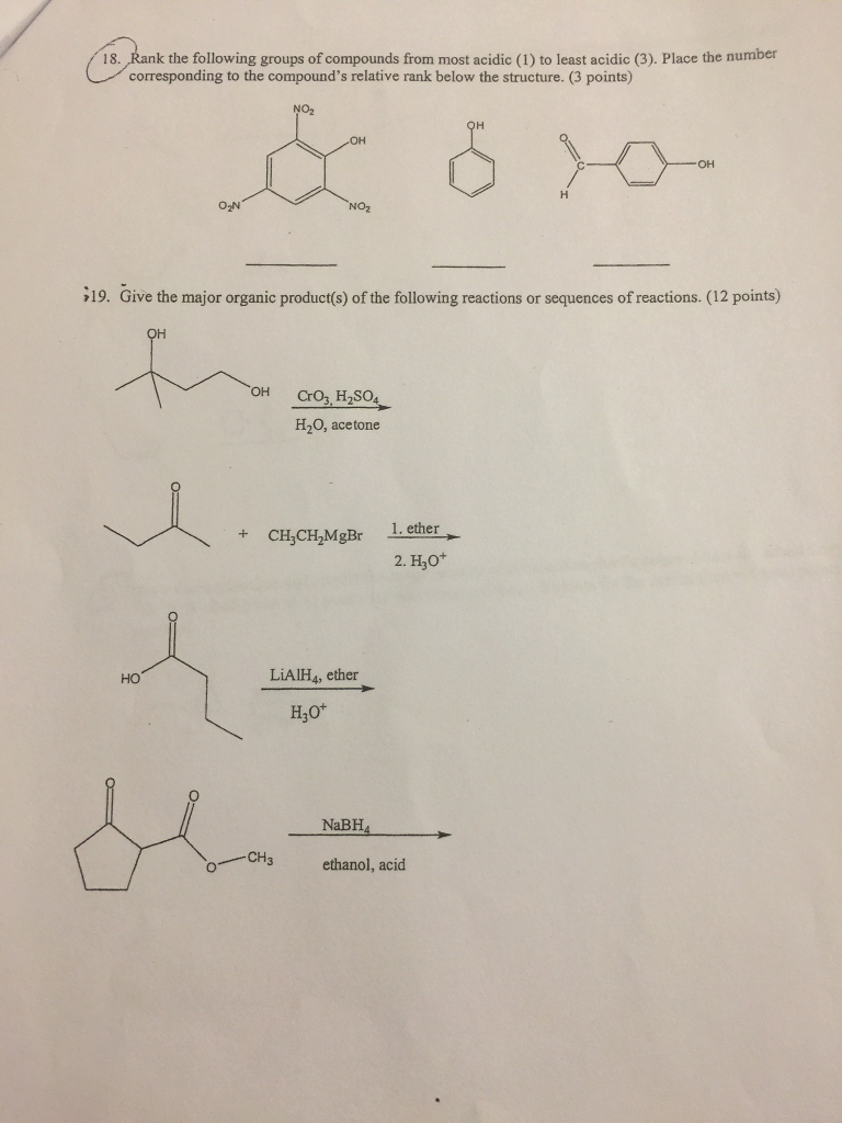 Solved Rank the following groups of compounds from most | Chegg.com