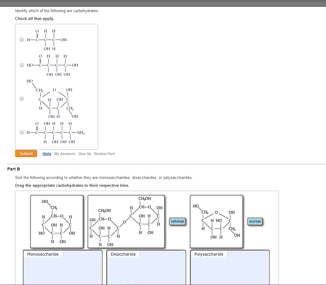 Solved Identify which of the following are carbohydrates.