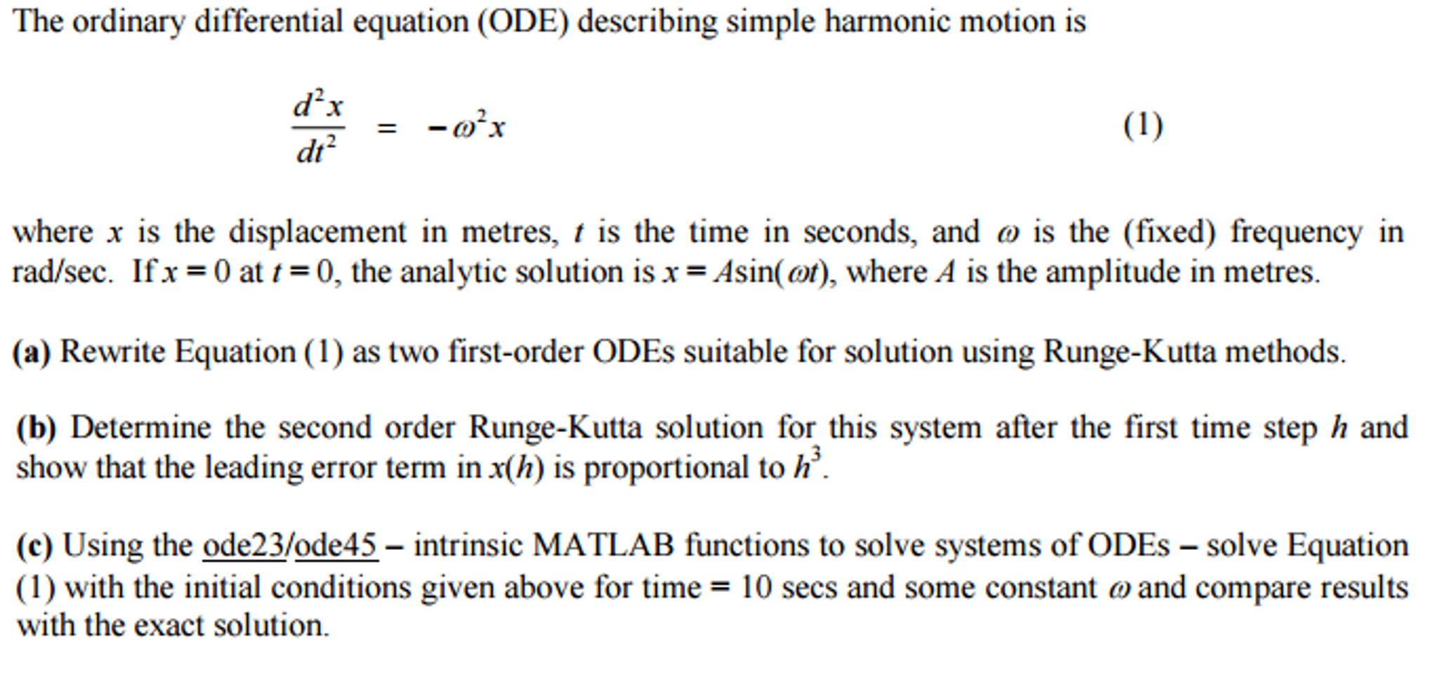 The ordinary differential equation ODE describing Chegg