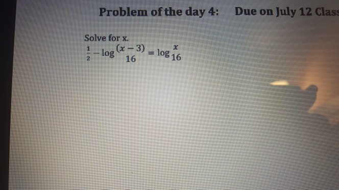 Solved: Solve For X. 1/2 - Log^(x - 3)_6 = Log^x_16 | Chegg.com
