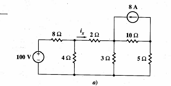 Solved 8 A O- 10Ω 100 V( 4Ω 3Ω 5Ω a) | Chegg.com