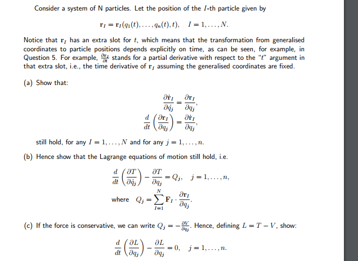 Consider a system of N particles. Let the position of | Chegg.com