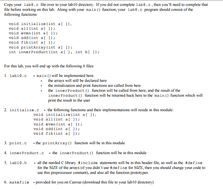 Solved Lab8.c given below. Have to make sure it has the | Chegg.com
