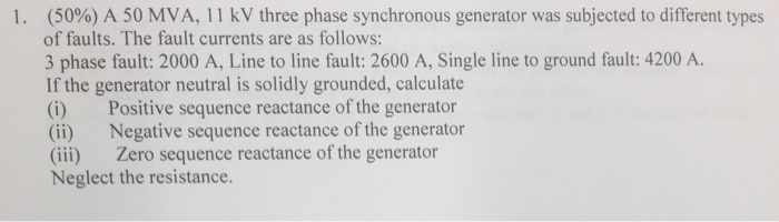 Solved A 50 MVA, 11 kV three phase synchronous generator was | Chegg.com