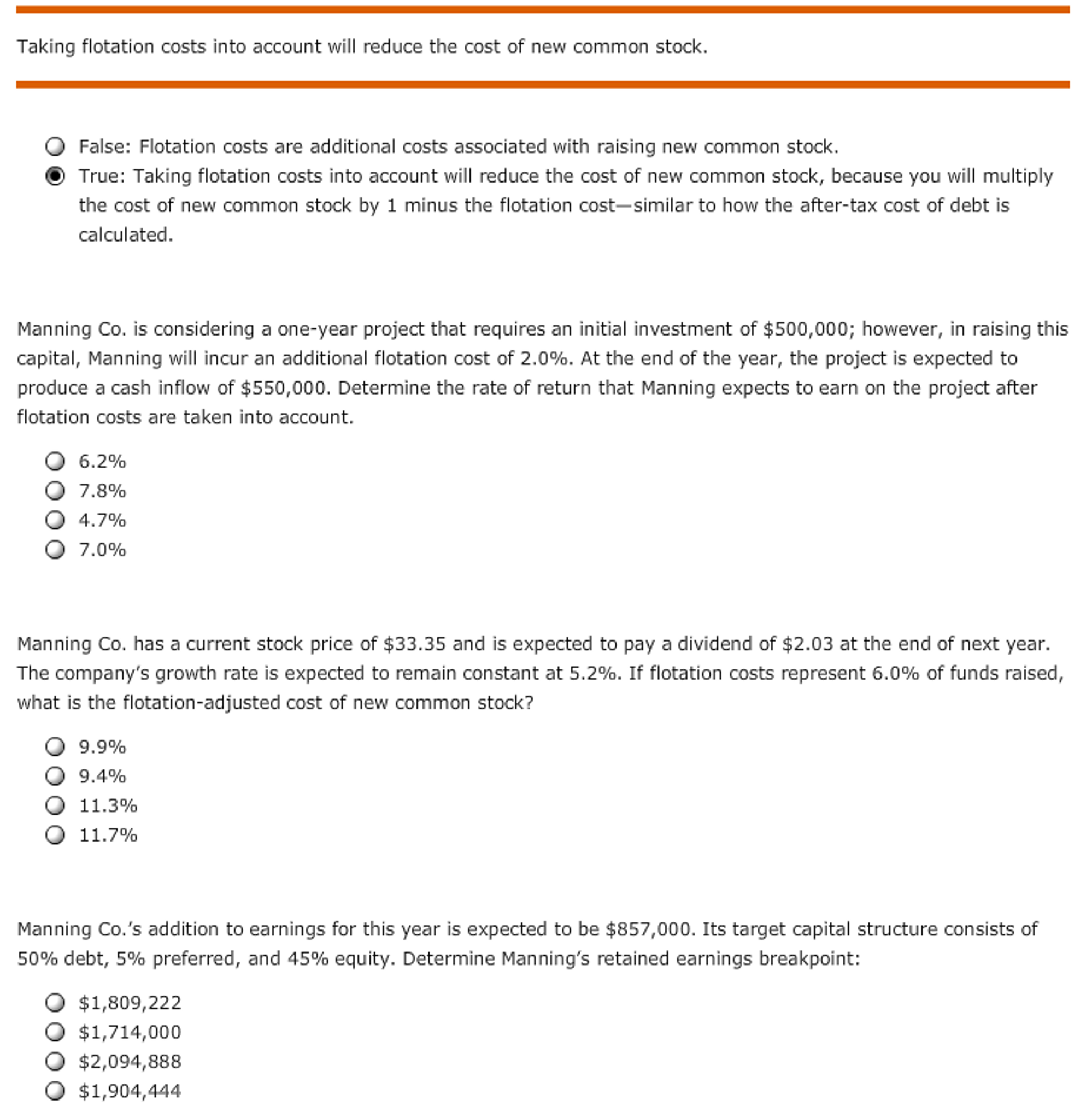 Solved Taking flotation costs into account will reduce the