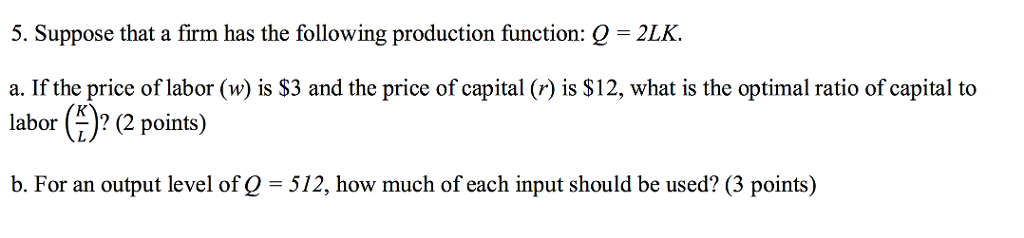 Solved Suppose that a firm has the following production | Chegg.com