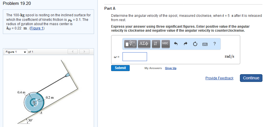 Solved The 100-kg spool is resting on the inclined surface | Chegg.com