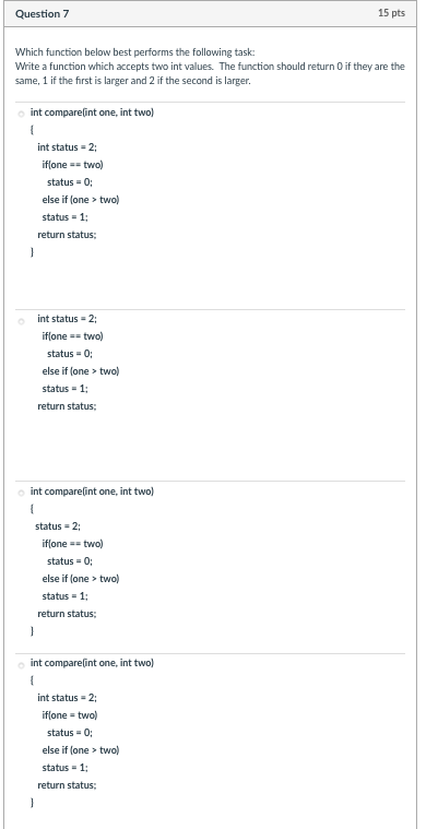 Solved Question 1 15 pts (15 Pts) Select the function below | Chegg.com