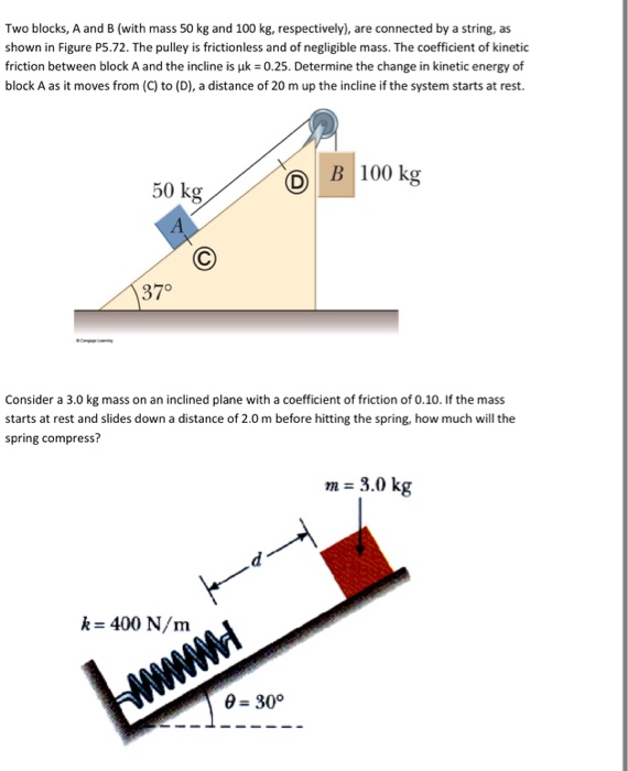 Solved Two Blocks A And B With Mass Kg And Kg Chegg Com