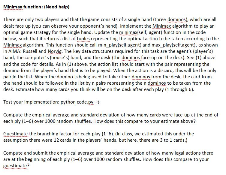 Solved Card Game with Dominoes using python Number of | Chegg.com