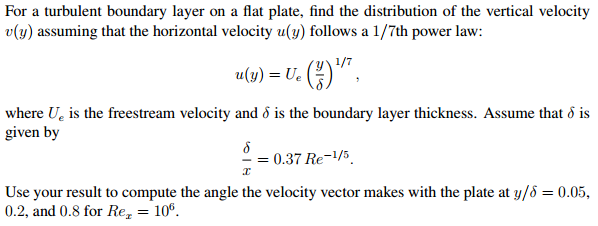 For a turbulent boundary layer on a flat plate, find | Chegg.com