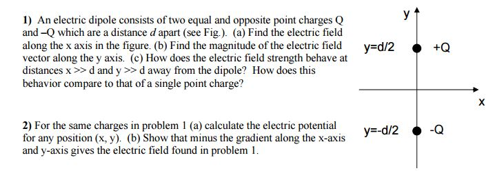 Solved 1) An electric dipole consists of two equal and | Chegg.com