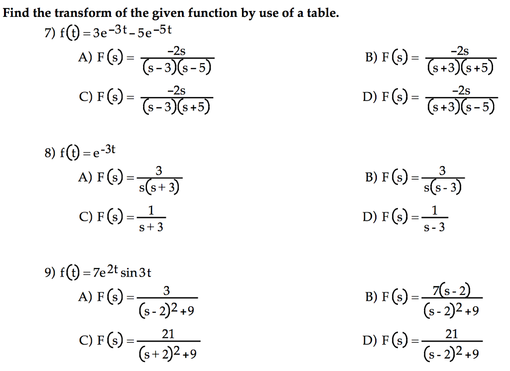 Solved Find the transform of the given function by use of a | Chegg.com