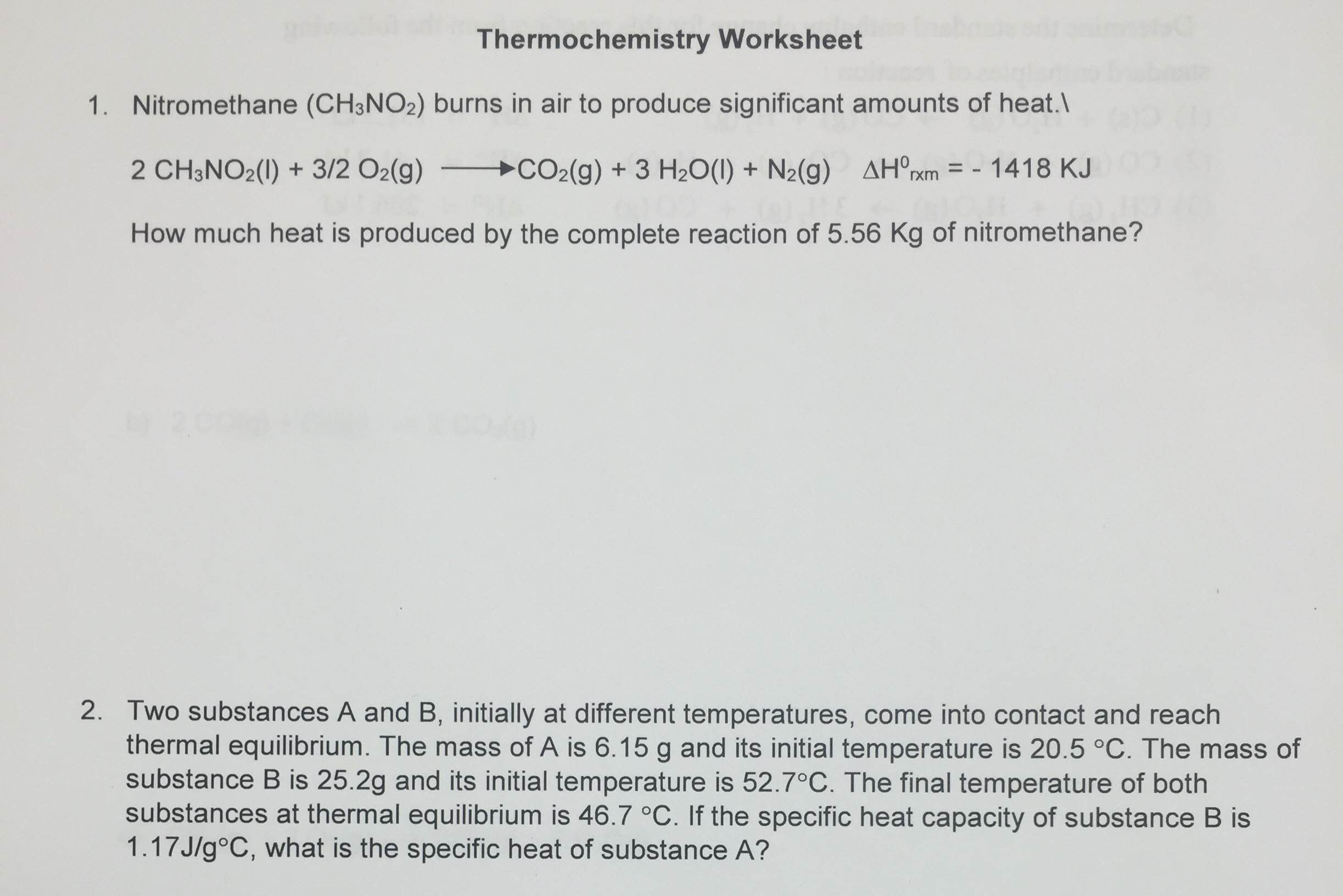 Solved Nitromethane CH 3NO 2 Burns In Air To Produce Chegg