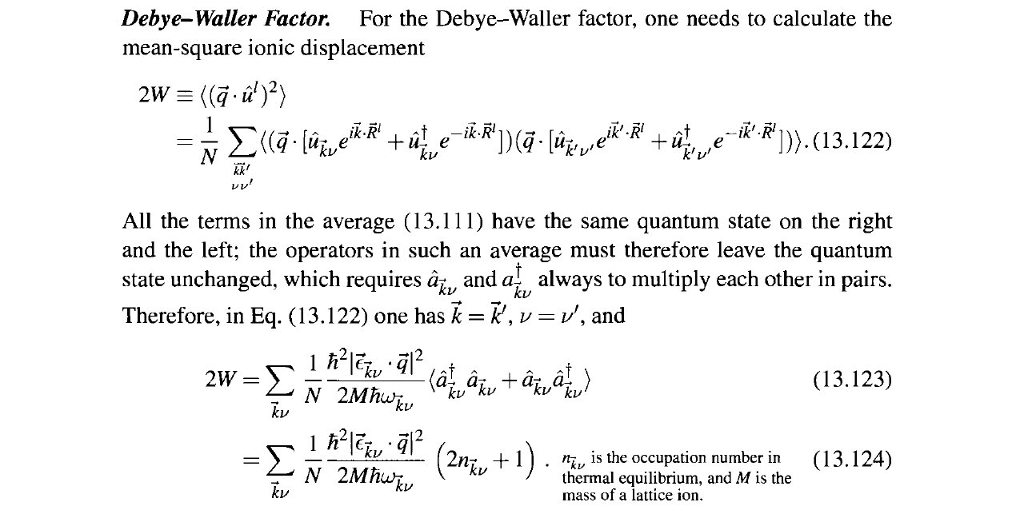 Solved 7. Debye-Waller Factor In Three Dimensions: Adopt The | Chegg.com