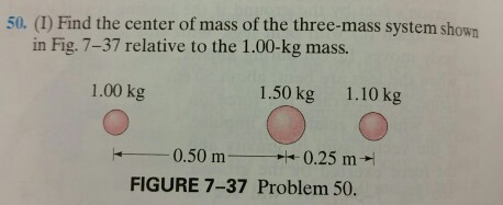 Solved 50. Find the center of mass of the three-mass system | Chegg.com