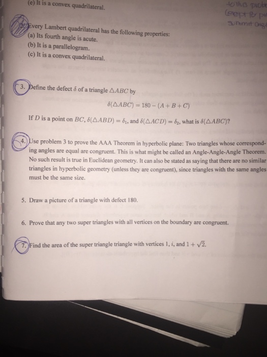 Solved (e) It is a convex quadrilateral very Lambert