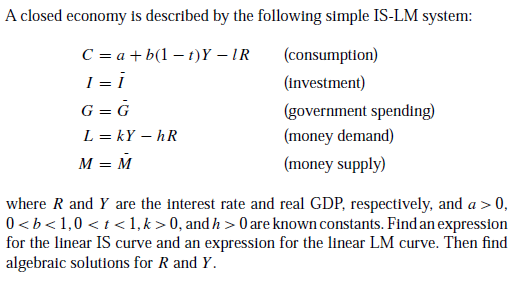 Solved A closed economy Is described by the following simple