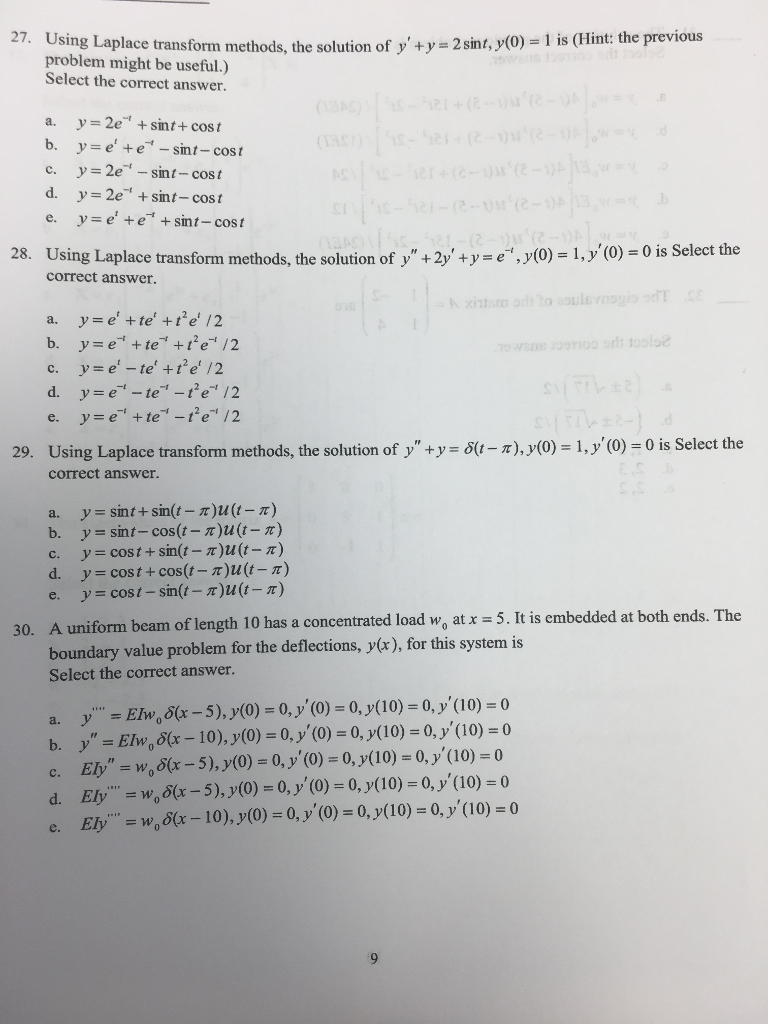 Solved Using Laplace Transform Methods, The Solution Of Y' + | Chegg.com