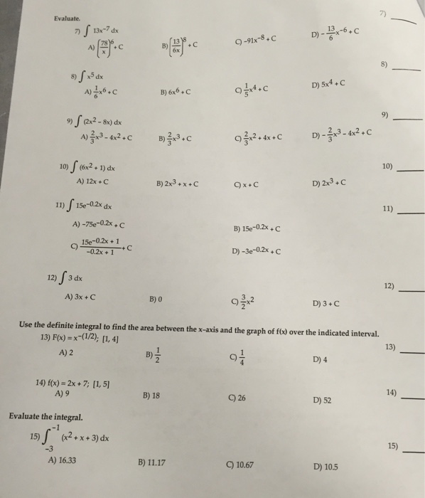 solved-evaluate-integral-13x-7dx-78-x-6-c-chegg