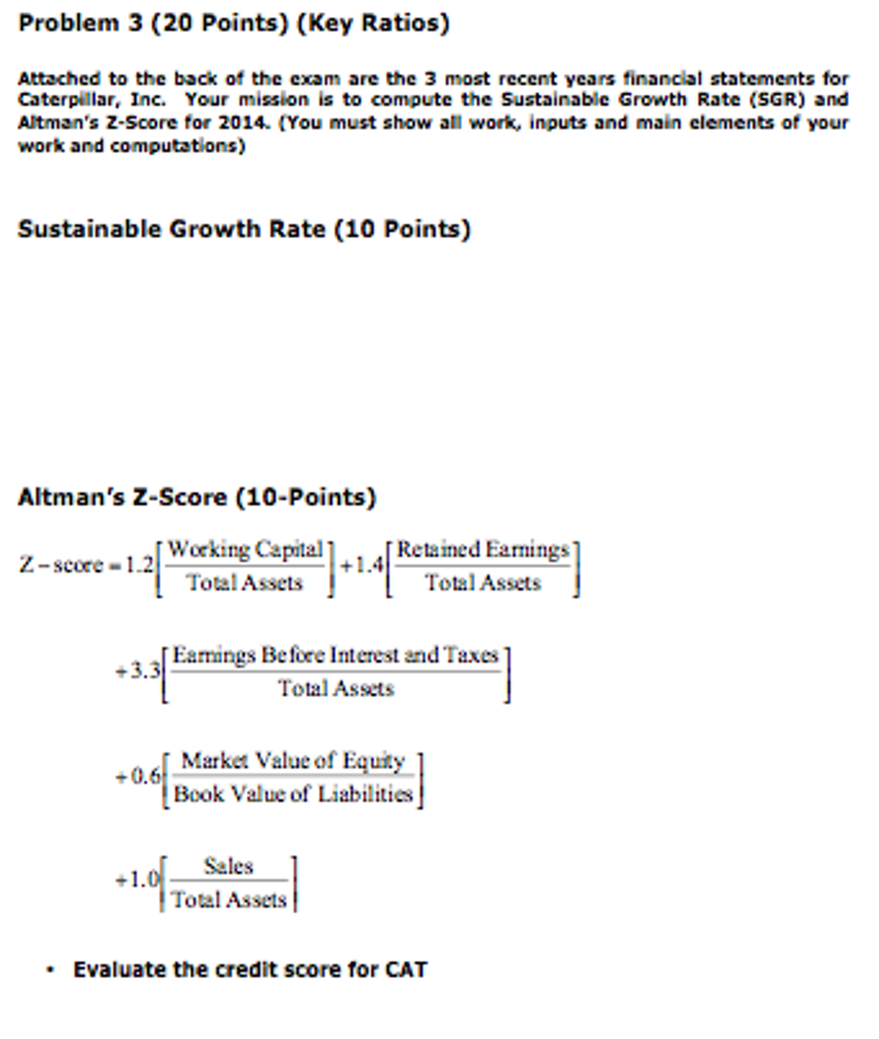 Solved Fin 3321Fal 2015 Caterpillar Incorporated
