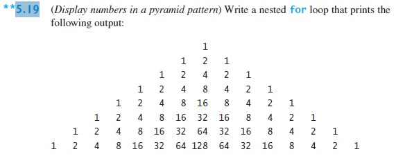 Solved (Display numbers in a pyramid pattern) Write a nested | Chegg.com