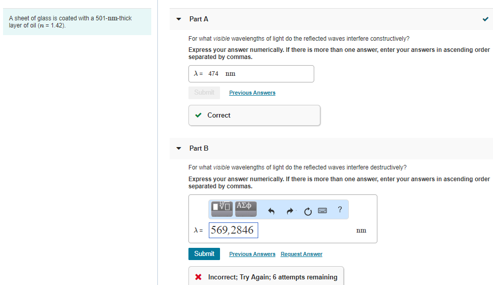 Solved A sheet of glass is coated with a 501nmthick layer