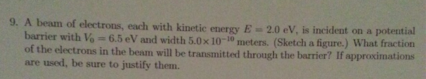 Solved A beam of electrons, each with kinetic energy E = 2.0 | Chegg.com