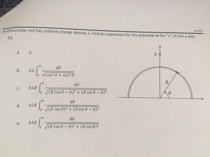 Solved A Semicircular Rod Has Uniform Charge Density Lambda. | Chegg.com