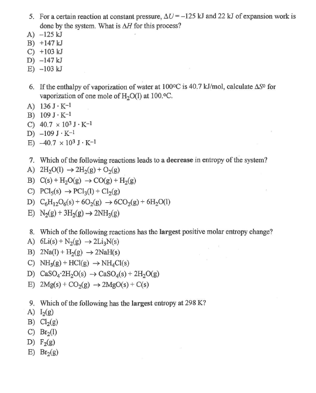 Solved For a certain reaction at constant pressure, DeltaU= | Chegg.com