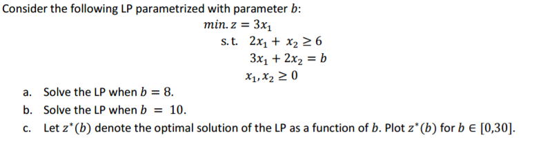 Solved Consider The Following LP Parametrized With Parameter | Chegg.com