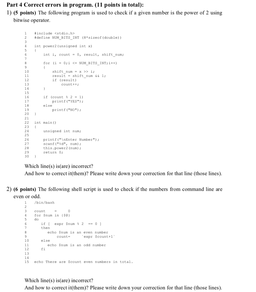 Solved Part 4 Correct errors in program. (11 points in | Chegg.com