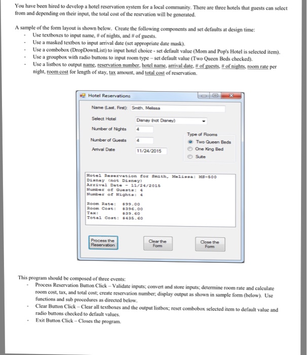 In Visual Basic 2015 | Chegg.com