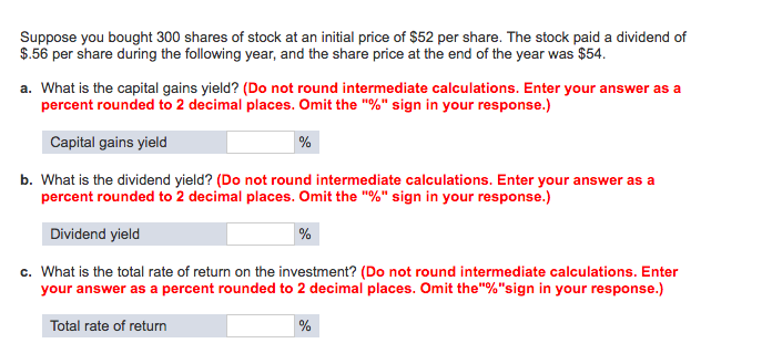 Solved Suppose You Bought 300 Shares Of Stock At An Initial | Chegg.com