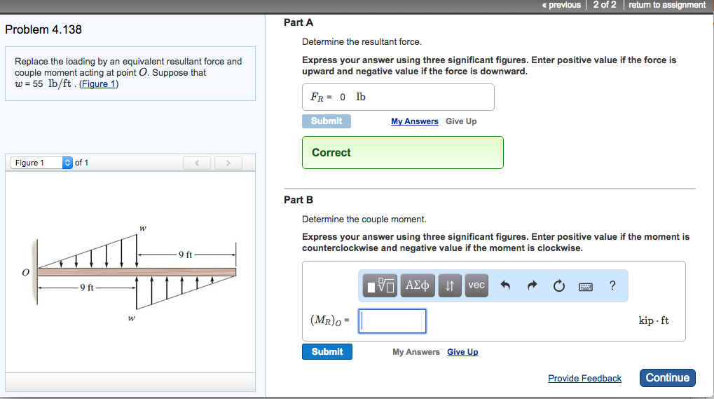 Solved Replace the loading by an equivalent resultant force | Chegg.com