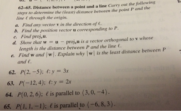 Solved Distance between a point and a line Carry out the | Chegg.com