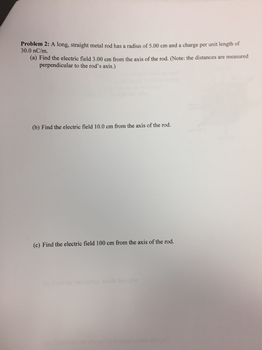 Solved A long, straight metal rod has a radius of 5.00 cm