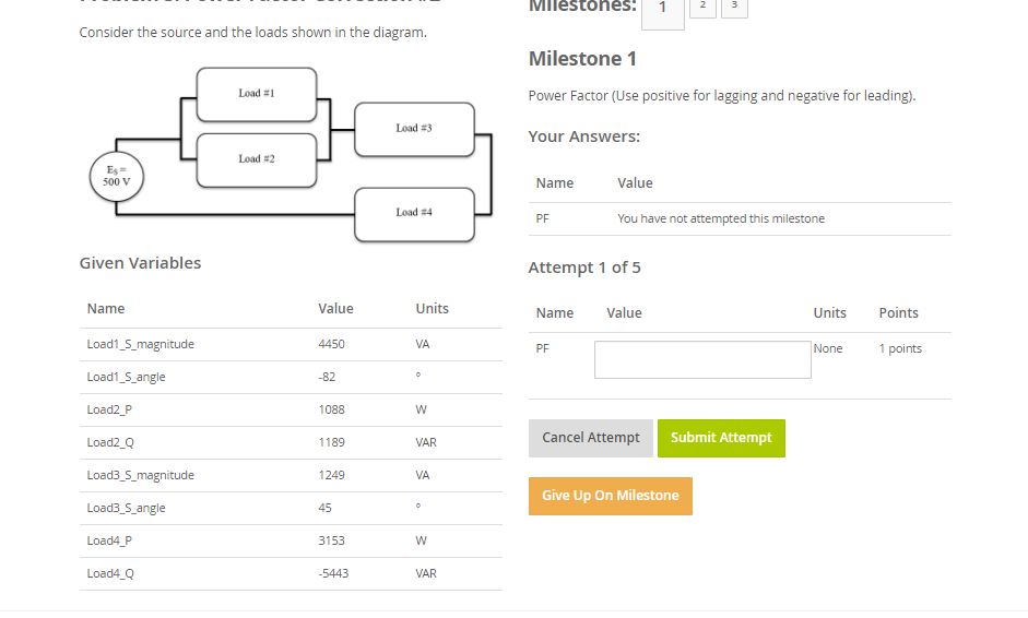 Solved a.Power Factor (Use positive for lagging and negative