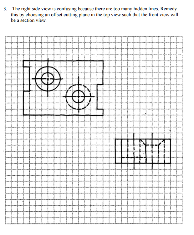 Solved 3. The right side view is confusing because there are | Chegg.com