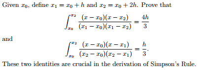Solved Given x0, define x1 = x0 + h and x2 = x0 + 2h. Prove | Chegg.com