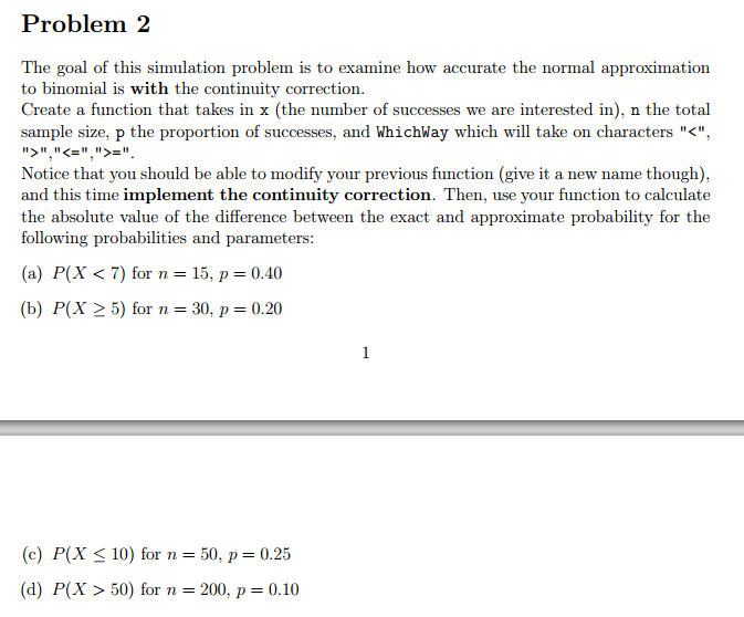 Solved Problem 2 The goal of this simulation problem is to | Chegg.com