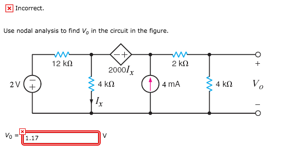 Solved Use nodal analysis to find V_0 in the circuit in the | Chegg.com