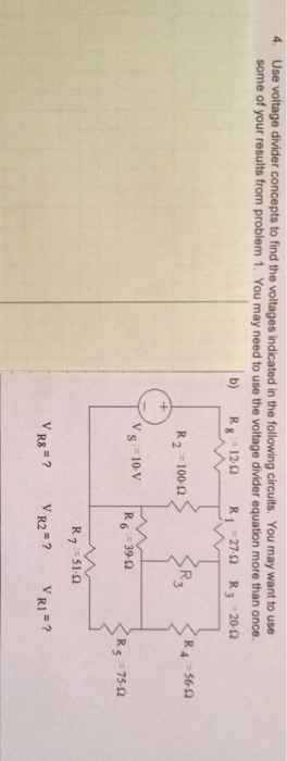 Solved Use voltage divider concepts to find the voltages | Chegg.com